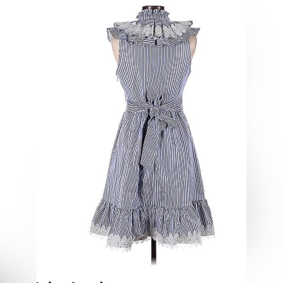 TED BAKER KIKKII FRILL BIB LACE APPLIQUE DRESS - Picture 2 of 8